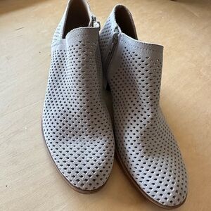 Lucky Brand Baylah Taupe Perforated Suede Ankle Booties